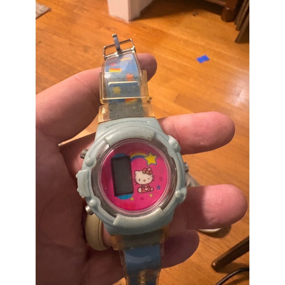 Vintage 2003 Sanrio Hello Kitty Digital Watch Blue Jelly Strap Y2K Accessory